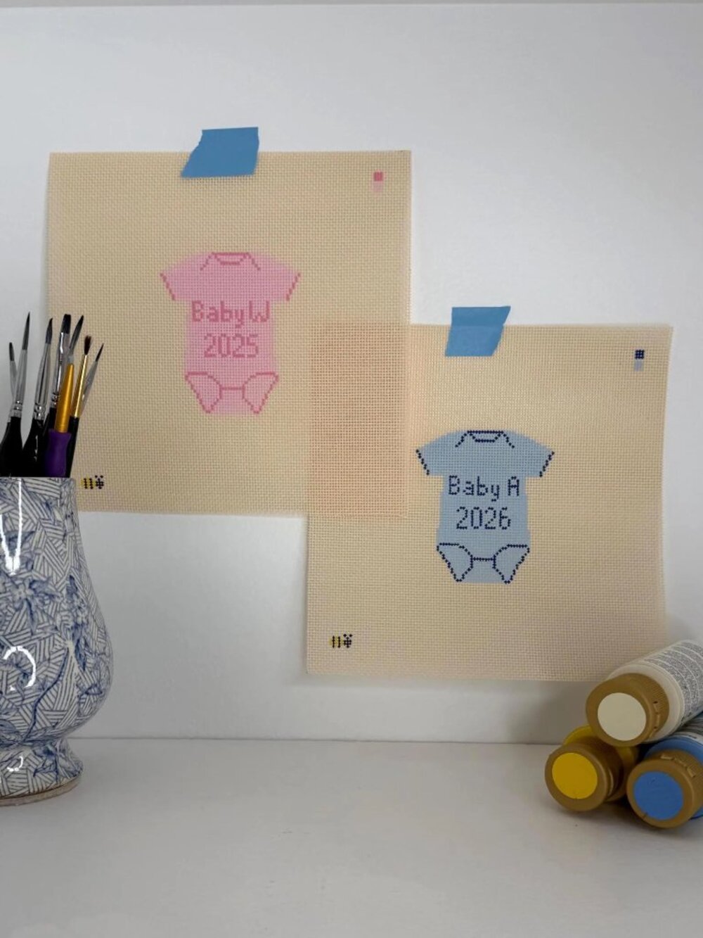 CUSTOM Baby Boy Onesie Ornament Needlepoint Canvas (18ct)